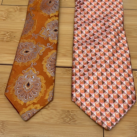 Ike Behar Orange and Pink Patterned Ties - Picture 2 of 9